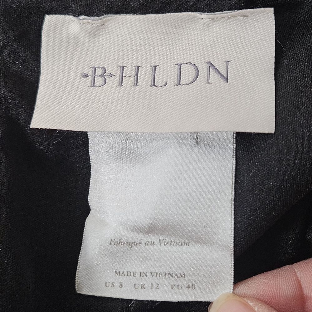 Anthropologie BHLDN Dress 8 Cali Satin Black Midi Slip Strappy Bridesmaid Prom - Picture 4 of 16